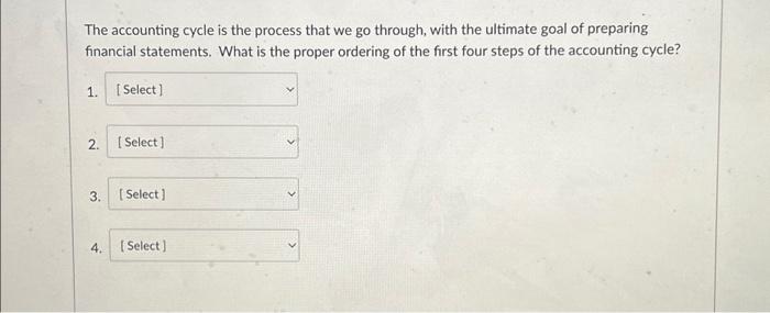  The accounting cycle is the process that we go through, with