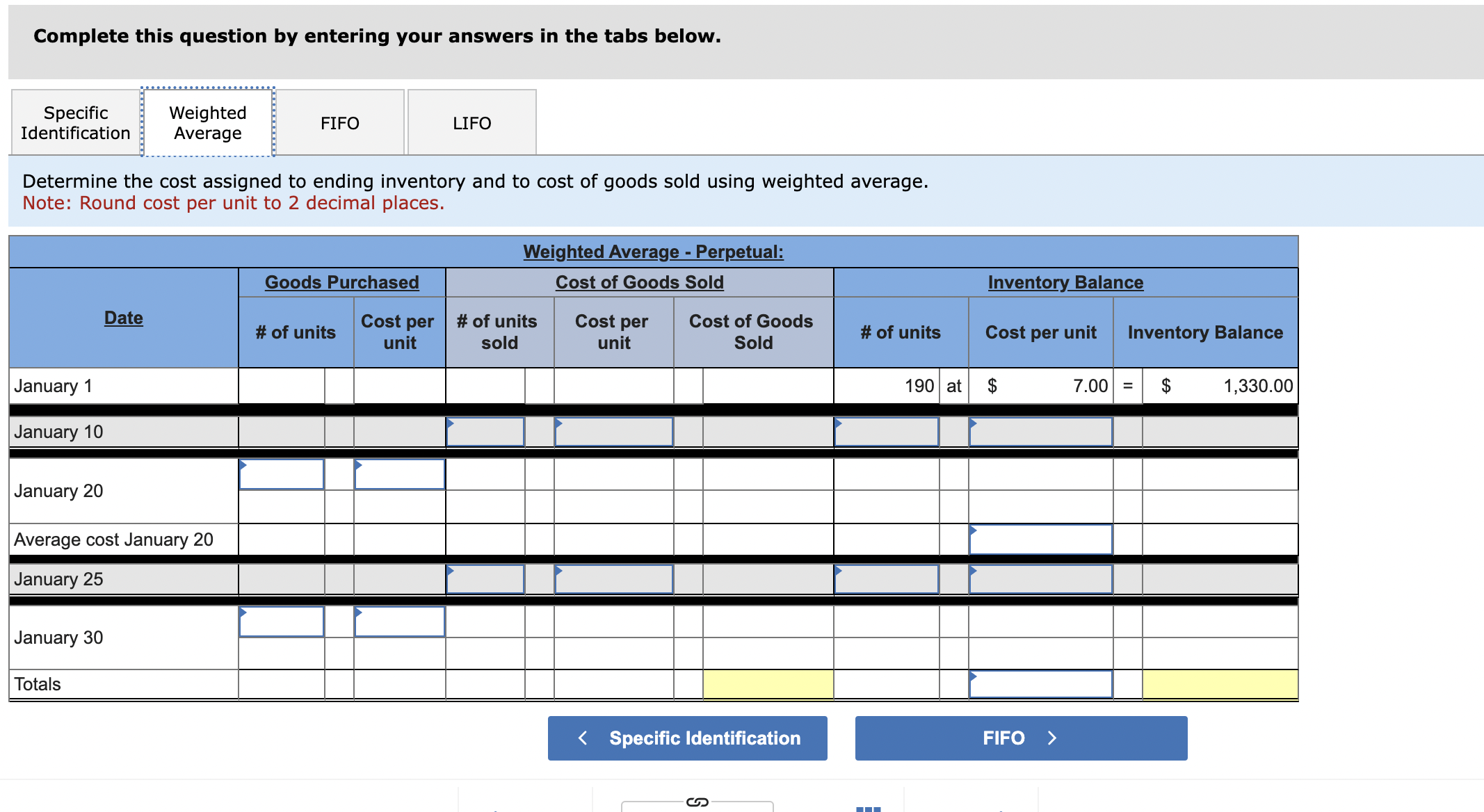to ending inventory and to cost of goods sold using LIFO. Required