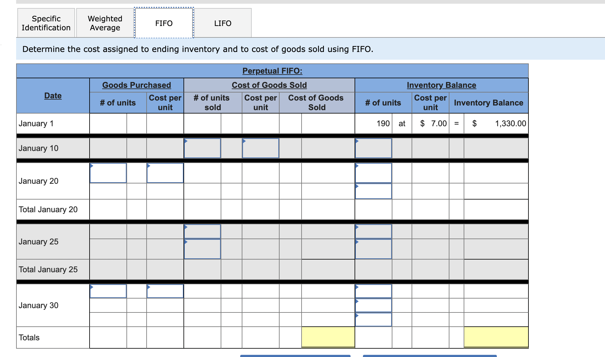 information Use the following information for the Exercises 3-7 below. (Algo) [The