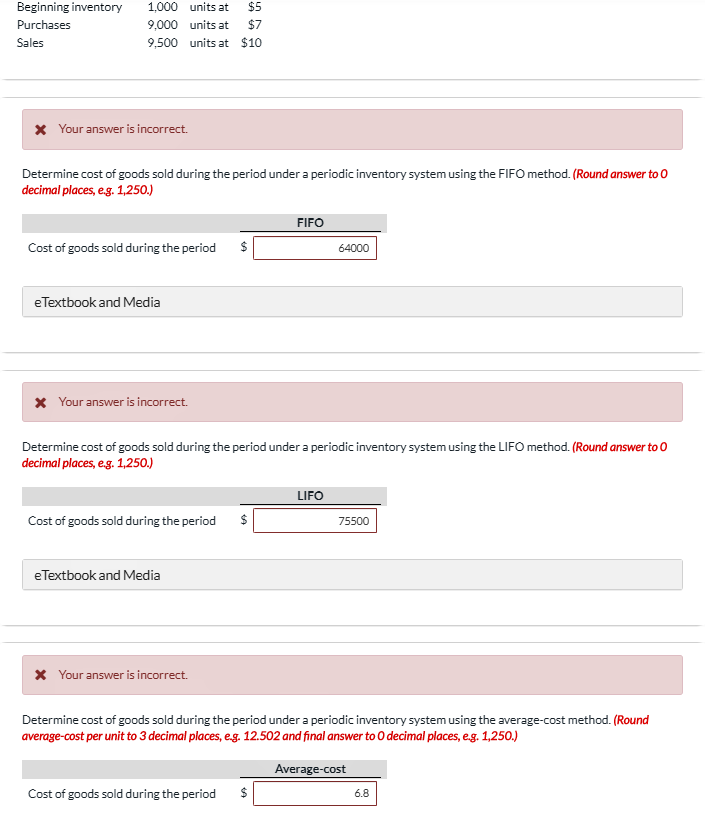 Help needed please Beginning inventory Purchases Sales 1,000 units at $5