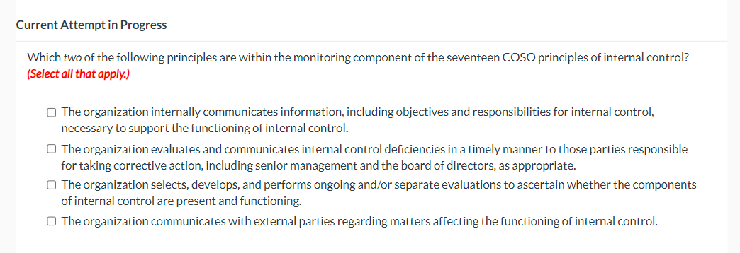  Current Attempt in Progress Which two of the following principles are