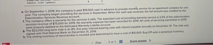 sells extermination products manufactured by other companies. Following is the company's unadjusted