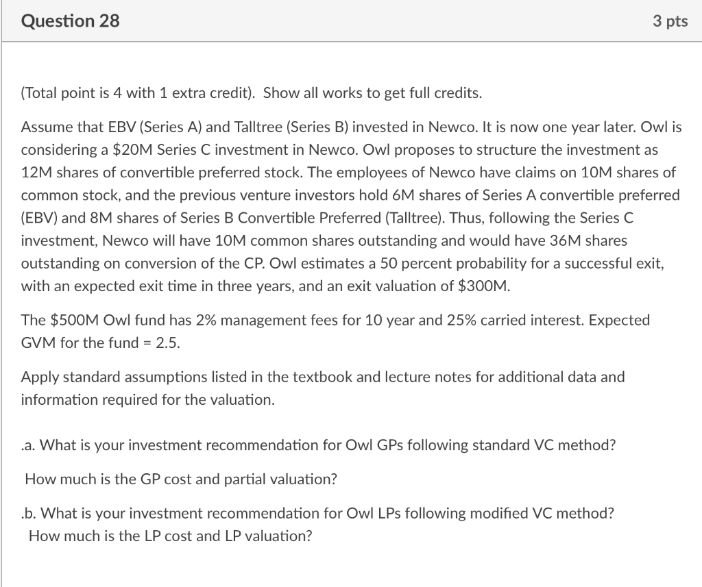  (Total point is 4 with 1 extra credit). Show all works