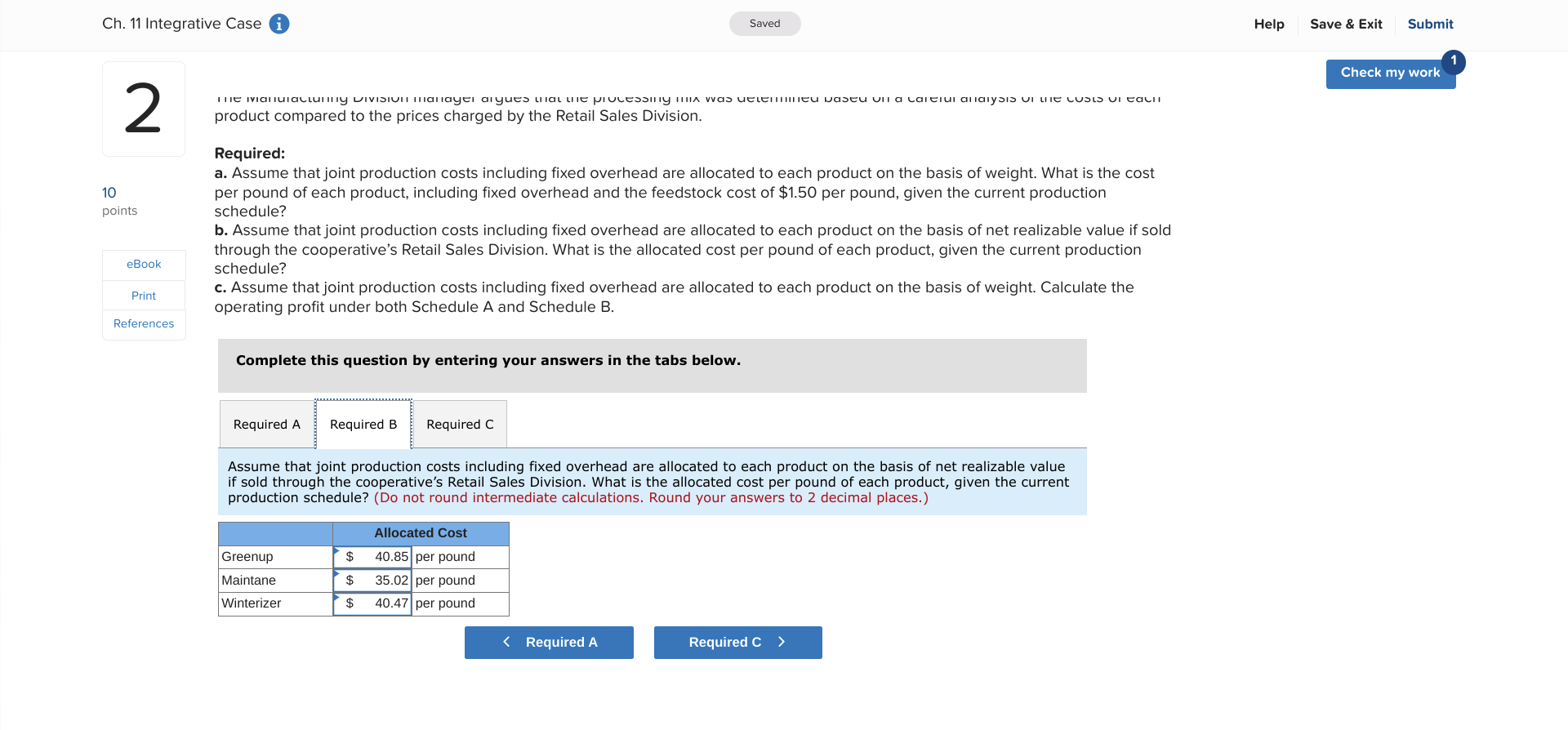 on the basis of weight. What is the cost per pound of