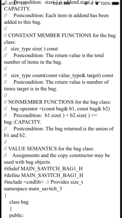 of container class concepts in C++ Specifically, the assignment is to do