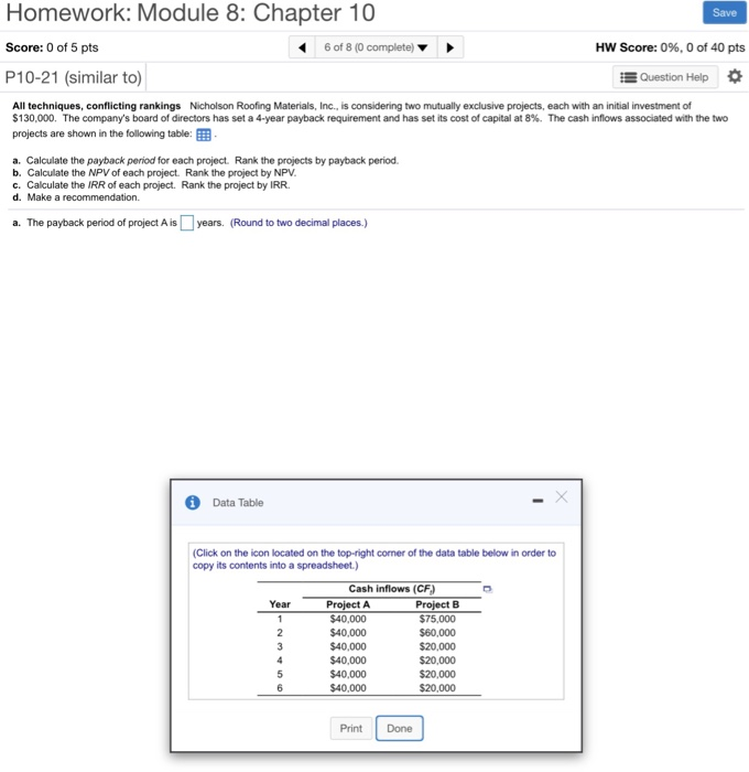  all techniques- conflicting rankings. A-D. Homework: Module 8: Chapter 10 Score: