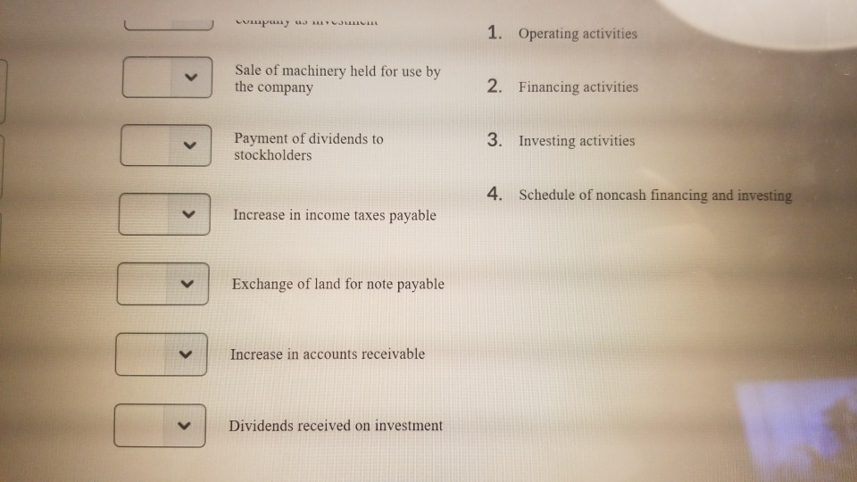 section of the statement of cash flows (a-d) where each of the