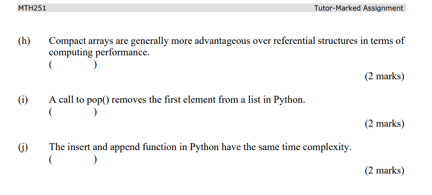 statements, choose True or False. (a) If a recursive call starts at