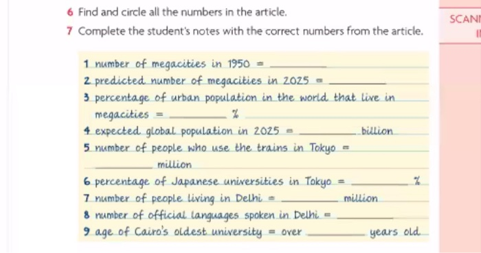  6 Find and circle all the numbers in the article. 7