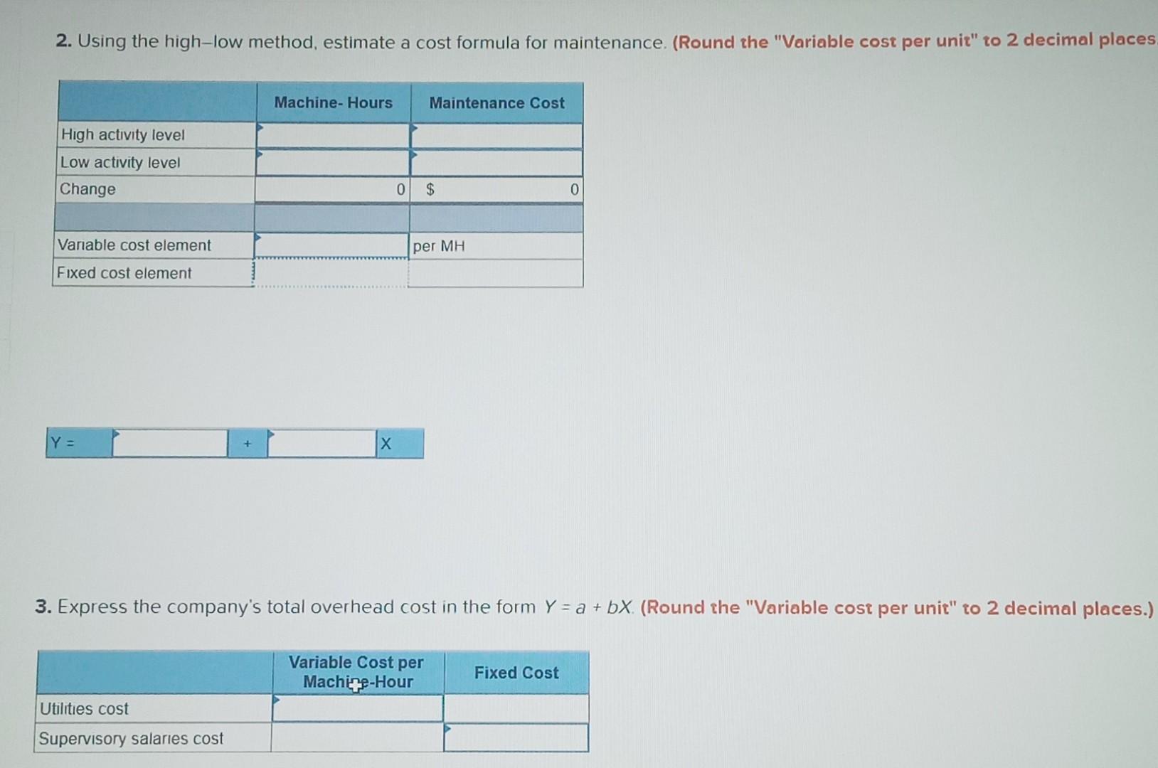 overhead costs at various levels of activity are presented below: Assume that