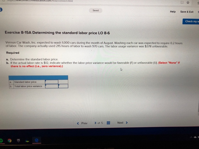  Saved Help Save & Exit $s Check my w Exercise 8-15A