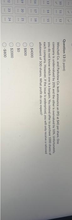  Question 13 (1 point) Winchell Co. and Parkview Co. both announce