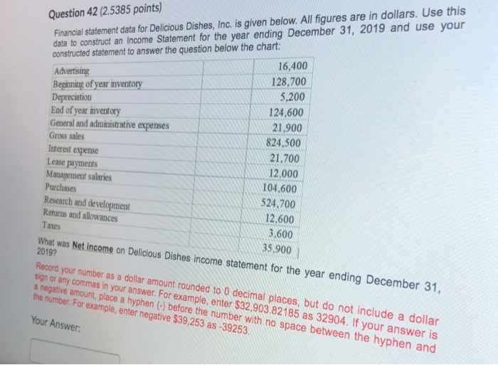 is given below. All figures are in dollars. Use this data to