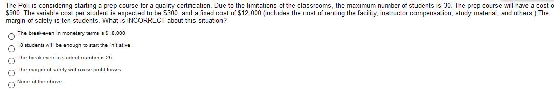  The Poli is considering starting a prep-course for a quality certification.