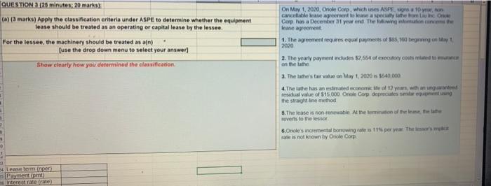  QUESTION = 125 minutes 20 marks (a) (marks) Apply the classification