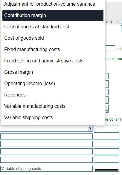 income statement first, then complete the bottom portion. B uses absorption costit