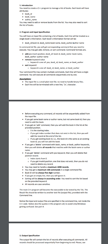  Language is c++. please use comments. You need to create a