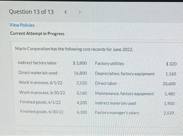  Question 13 of 13 > > v