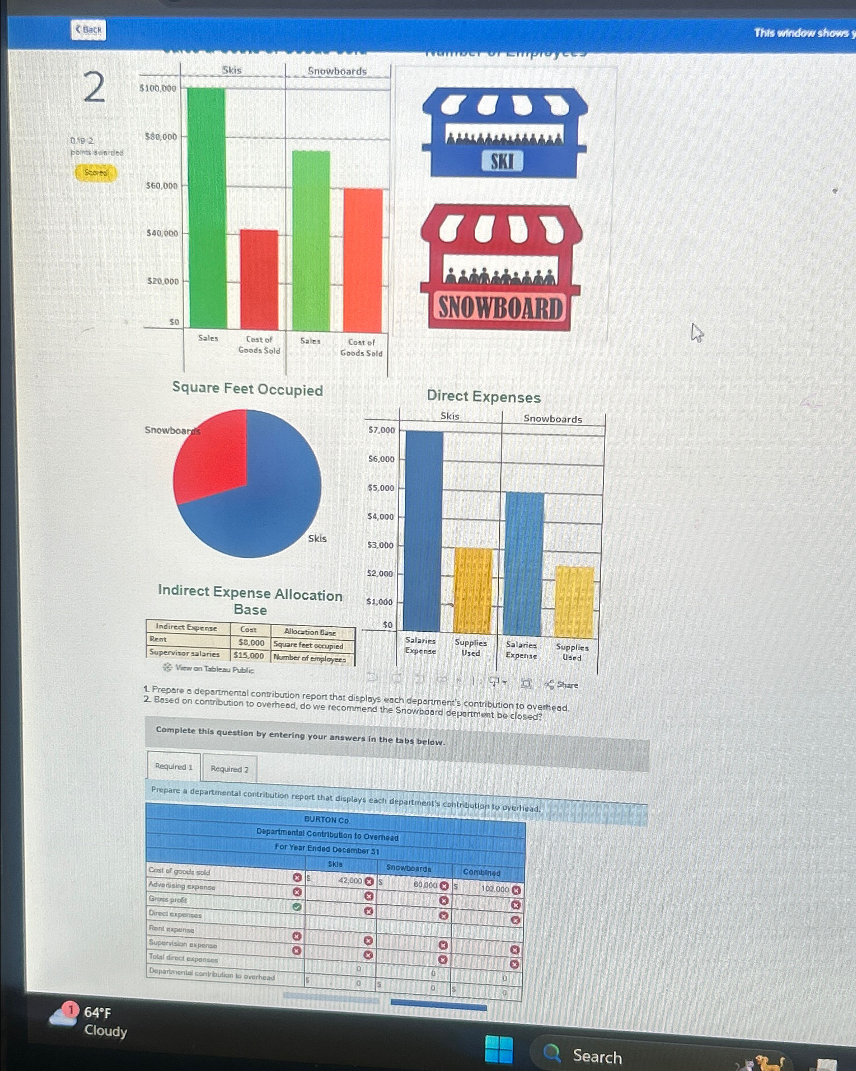  EaCK This window shows Prepare 8 deparmentol contribution report that displays