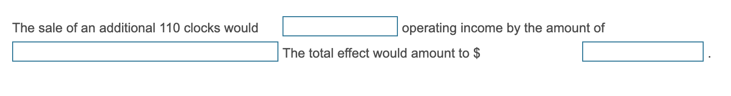 The Table Clock Company sells a particular clock for $45. The variable