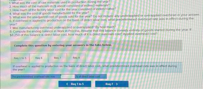 of the materials in (1) above consisted of indirect materials? 3. How