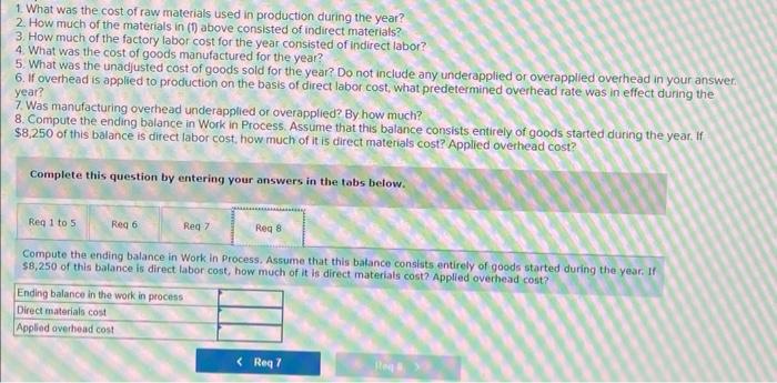 labor? 4. What was the cost of goods manufactured for the year?