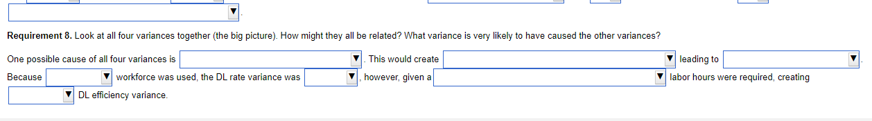 actual results.) Read the requirements. Requirement 1. What is the standard direct