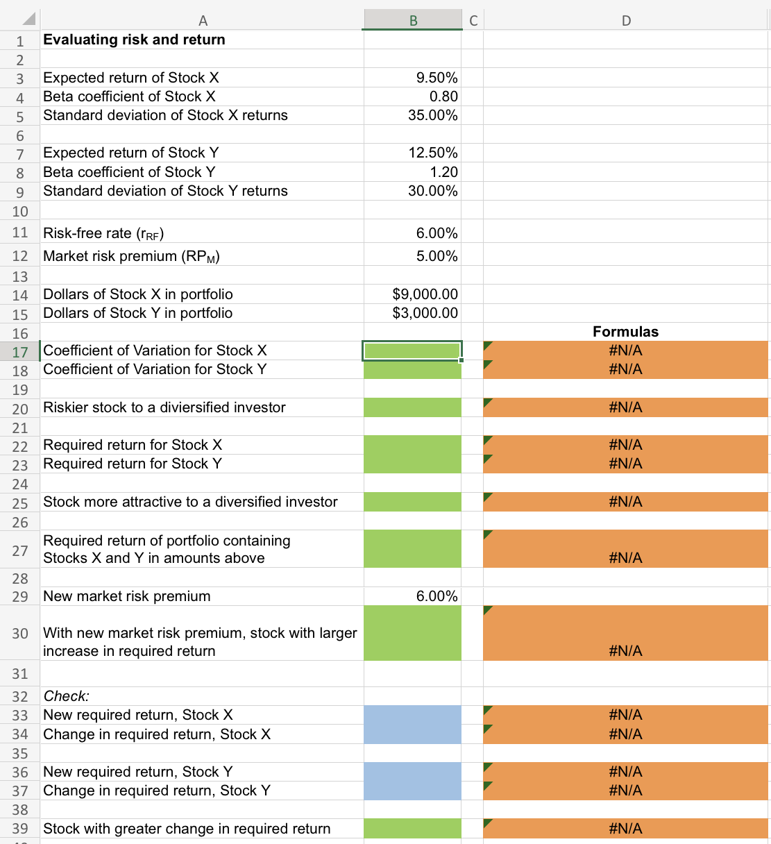  Excel Online Structured Activity: Evaluating risk and return Stock X has