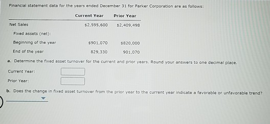  Financial statement data for the years ended December 31 for Parker