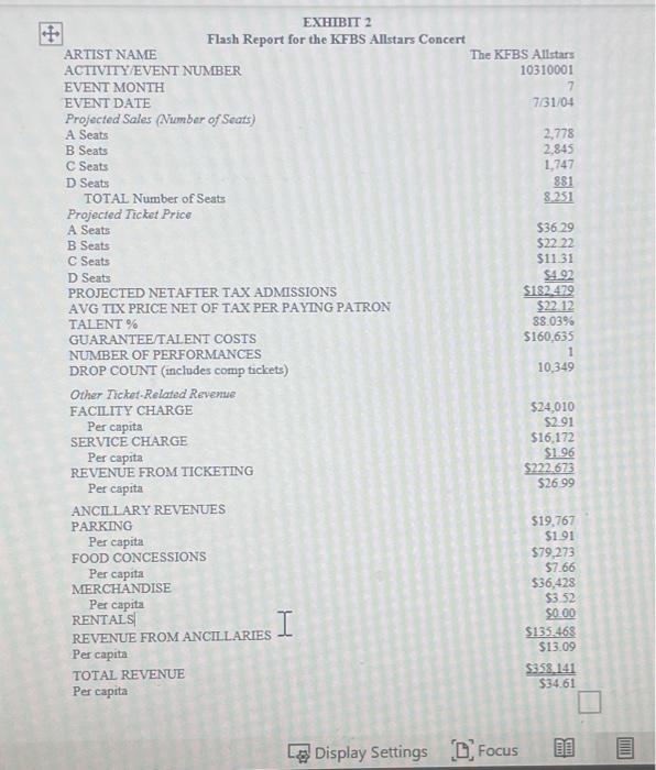 please help with 2-4 Display Settings [C,Focus EXHIBIT 2 (continued) REQUIRED