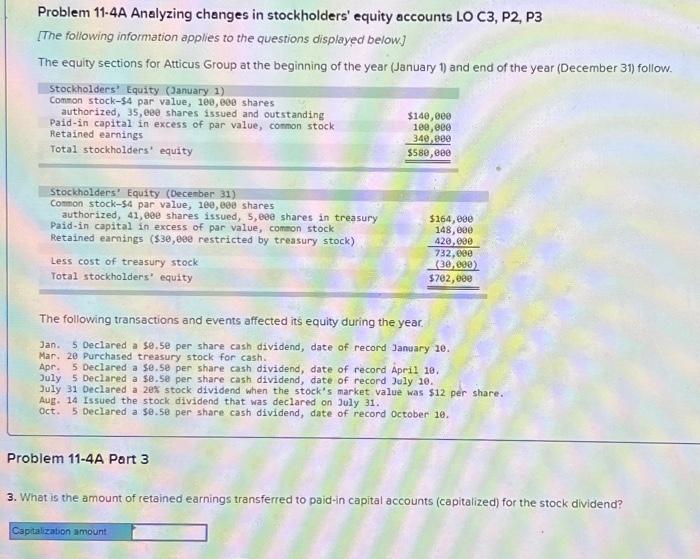 end of the year (December 31) follow. Stockholders' Equity (January 1) Common