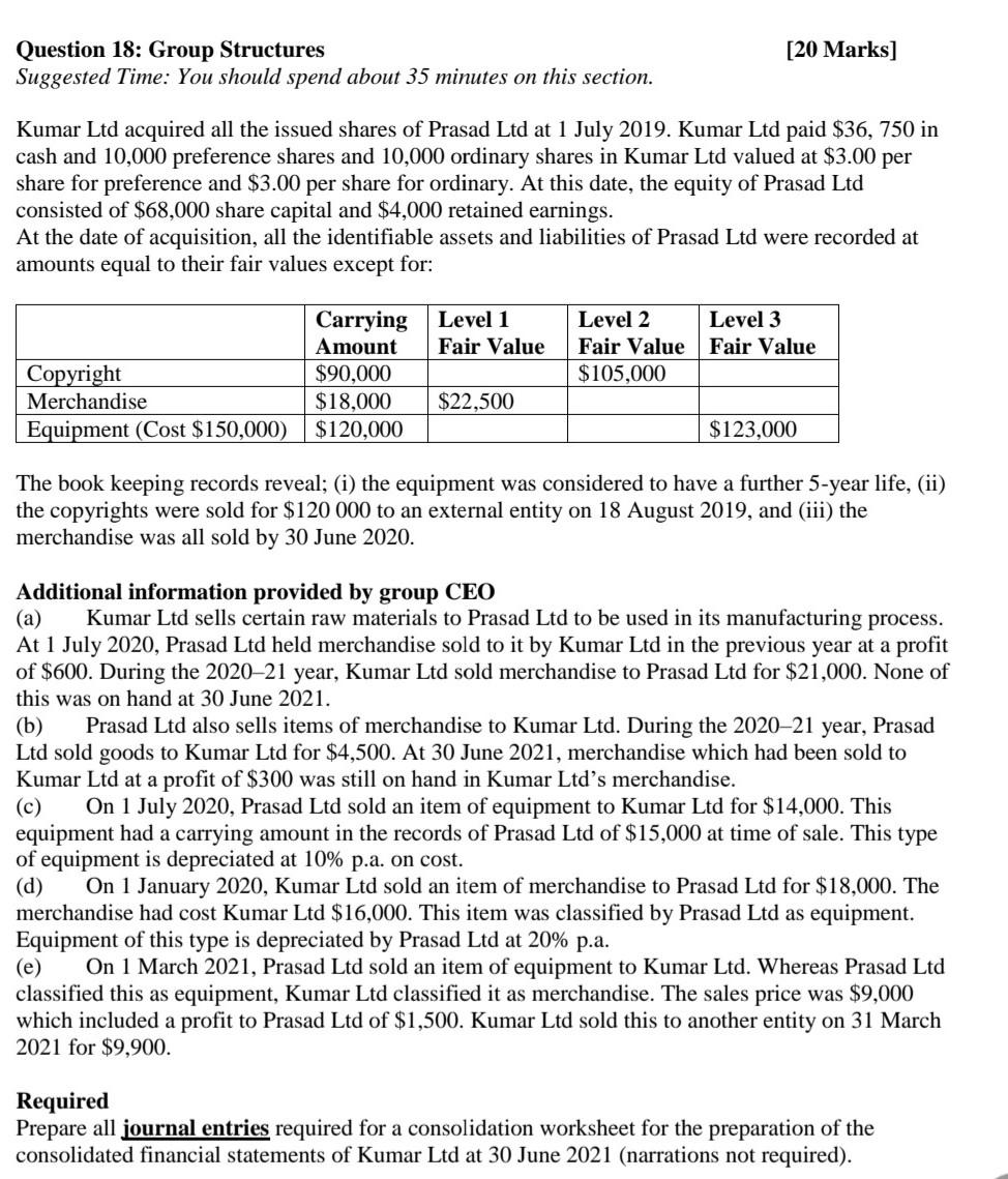  provide well detailed solution with detailed solution [20 Marks] Question 18: