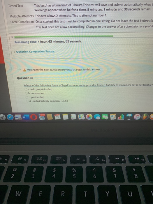  Timed Test This test has a time limit of 3 hours.