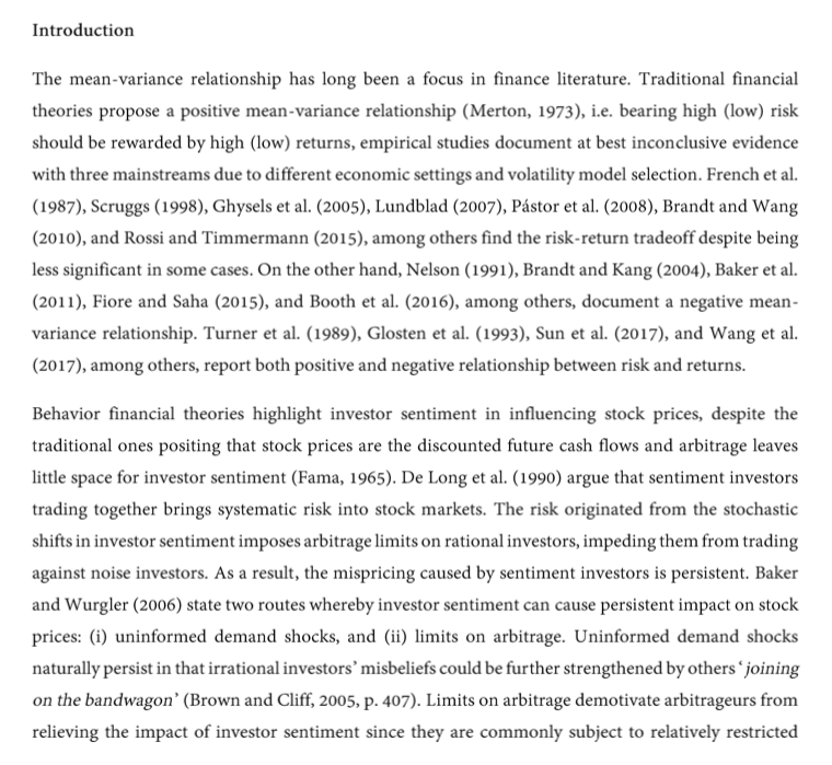Q) Select one method to filter conditional volatility of market returns