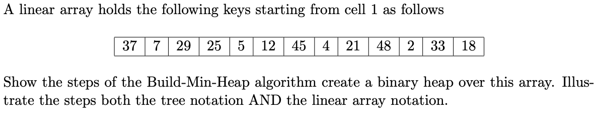  A linear array holds the following keys starting from cell 1