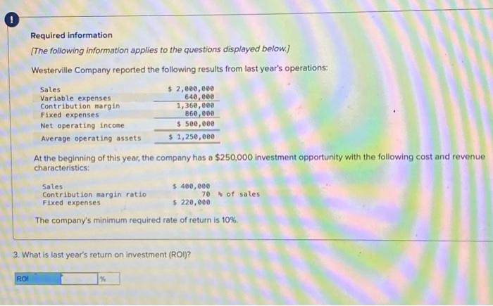 the following results from last year's operations: At the beginning of this