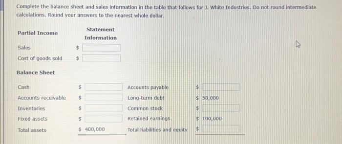 data for J. White Industries: Total assets turnover: 2.1 Gross profit margin