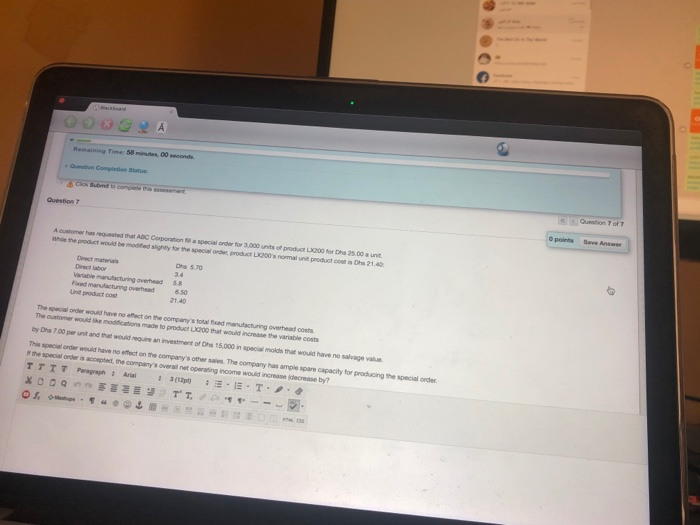  Subcom Question Question 767 Adha ABC Corporation special order for 3,000