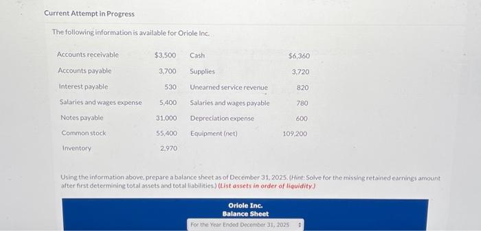  Current Attempt in Progress The following information is available for Oriole