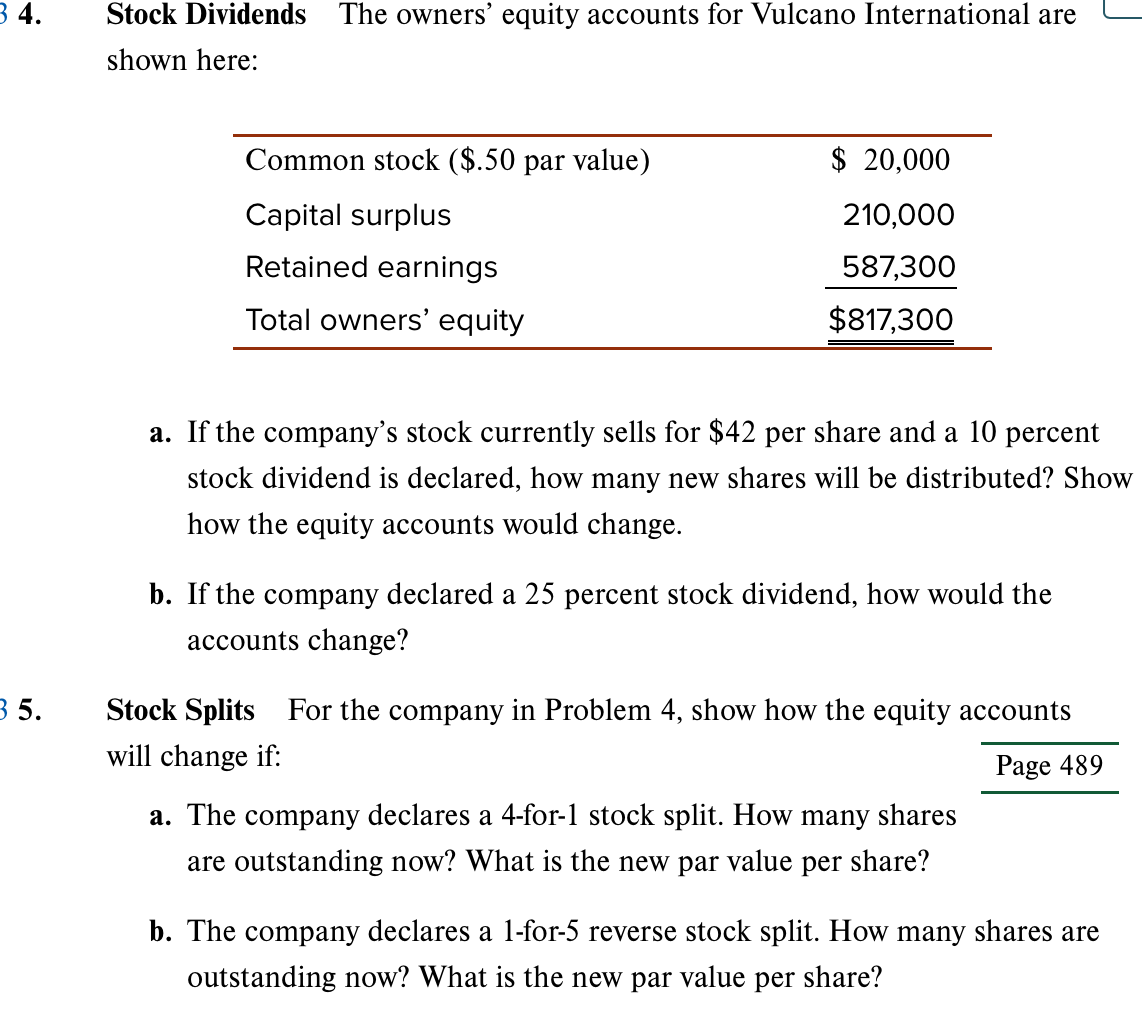 Hello, Please Answer #5 given the information in #4. Thank you!:) Stock