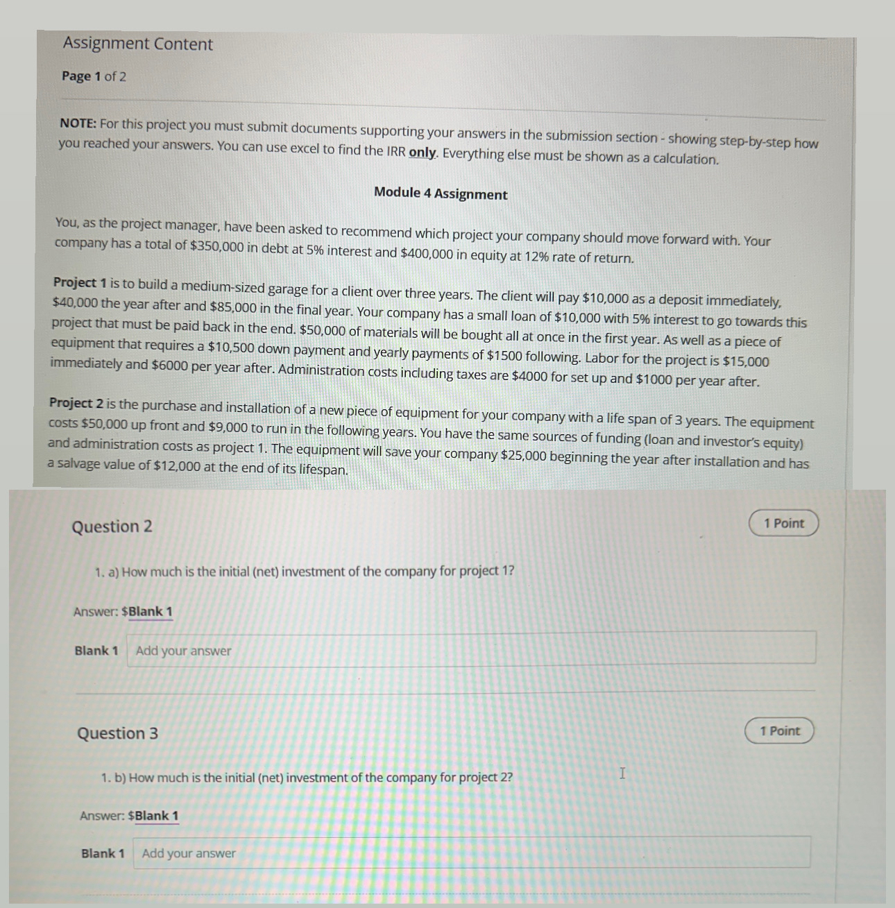  Assignment Content Page 1 of 2 NOTE: For this project you