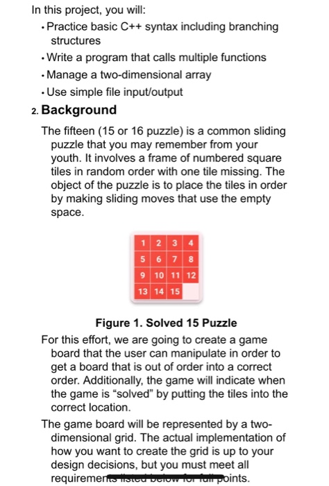  In this project, you will: . Practice basic C++ syntax including