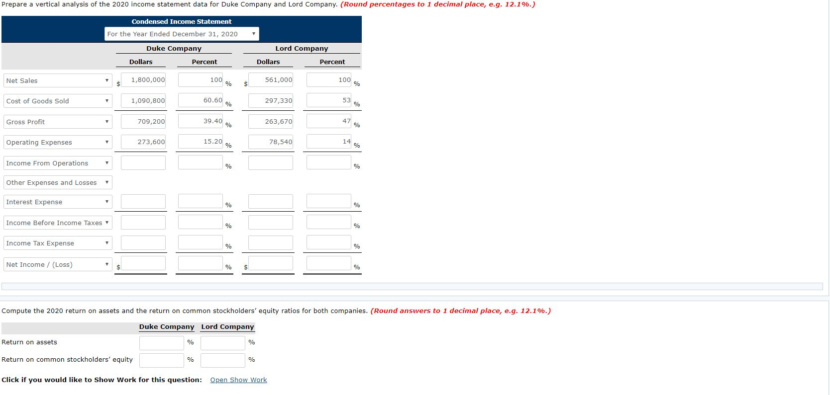 two competitors. All balance sheet data are as of December 31, 2020,