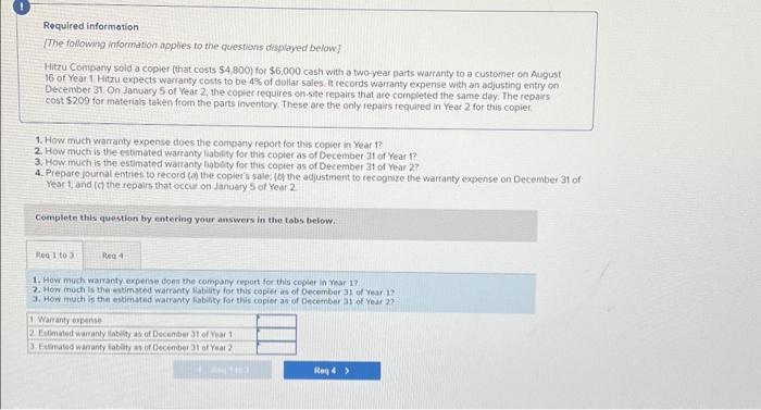 7 help asap 1. How much warranty expense does the company
