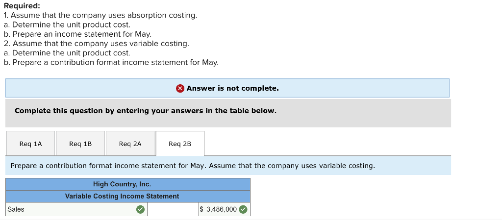 spaces are supposed to be filled) High Country, Inc., produces and sells
