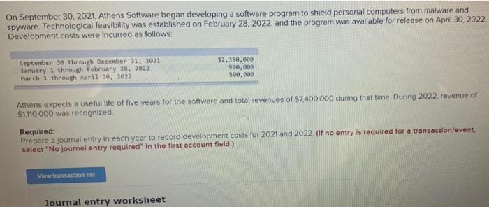  On September 30, 2021, Athens Software began developing a software program