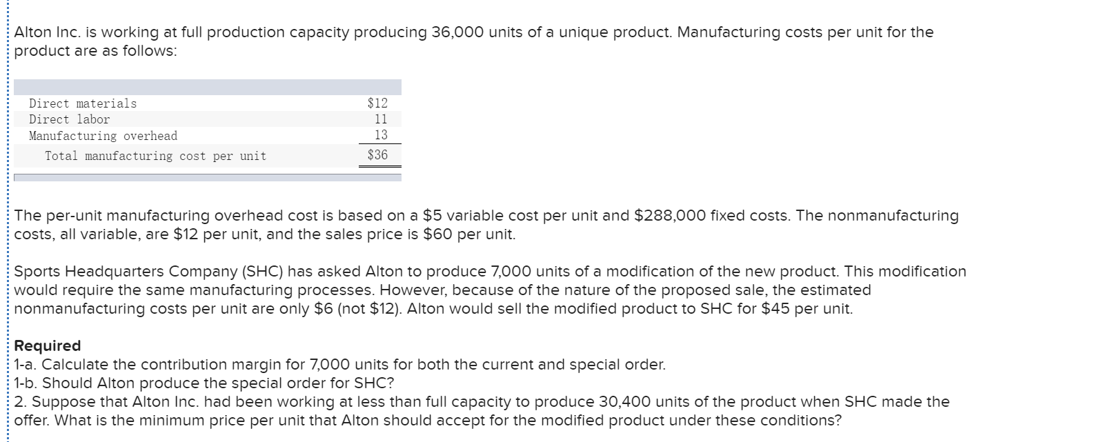  my answer is not correct Alton Inc. is working at full
