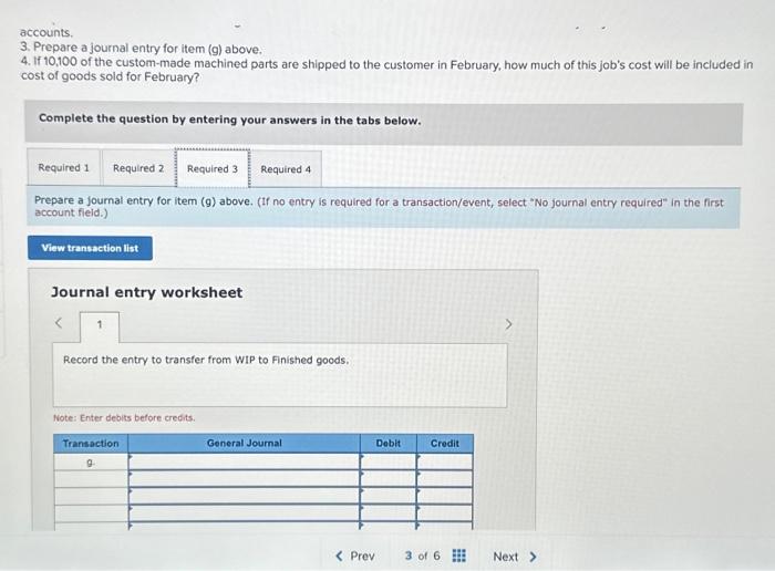 in cost of goods sold for February? Complete the question by entering