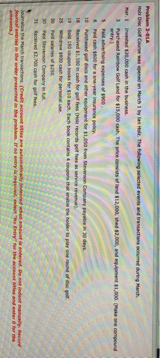  5 6 Problem 2-01A Holz Disc Golf Course was opened on