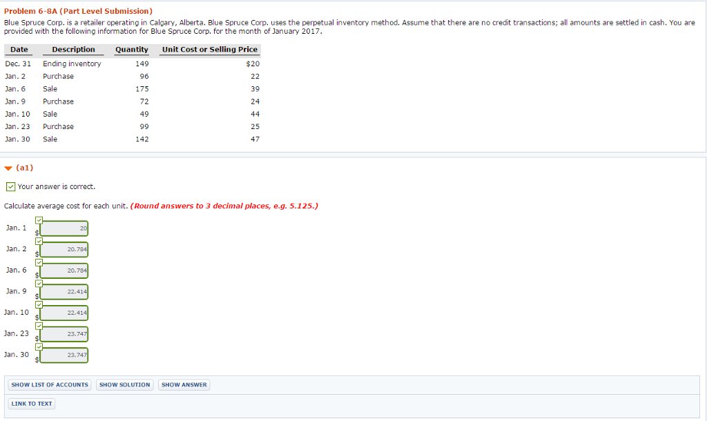 Problem 6-8A (Part Level Submission) Blue Spruce Corp. is a retailer operating